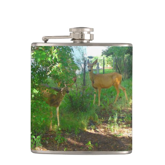Twee Herten Bos Fles Heupfles (Voorkant)