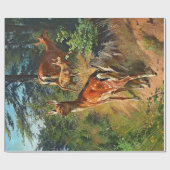 Twee herten en een lief reekalf in het bos decoupa cadeaupapier (Vlak)