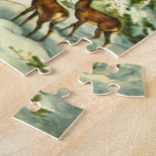 Twee herten in de sneeuw legpuzzel (Zijkant)