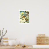 Twee herten in de sneeuw poster (Keuken)