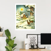 Twee herten in de sneeuw poster (Thuiskantoor)