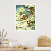 Twee herten in de sneeuw poster (Keuken)