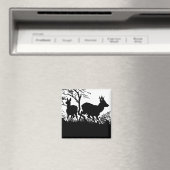 Twee Herten in een bos - Antiek Duits Silhouet Magneet (Insitu (Vaatwasser))
