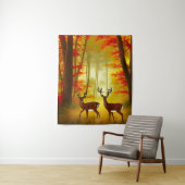 Twee herten in een Herfstbos / Bossen Wandkleed (In situ)