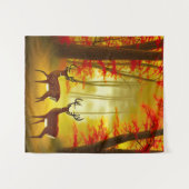 Twee herten in een Herfstbos / Bossen Wandkleed (Voorkant (horizontaal))