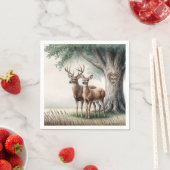 Twee herten met gebeeldhouwd hart en namen servet (Insitu)