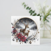 twee herten Plat Kerstkaart (Staand voorkant)