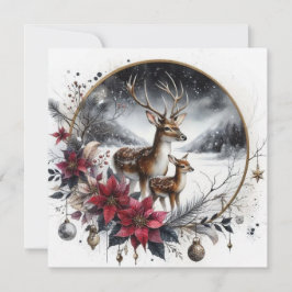 twee herten Plat Kerstkaart