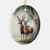 Twee herten voor 1e getrouwde kerst keramisch ornament (Rechts)
