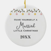 Twee herten voor 1e getrouwde kerst keramisch ornament (Achterkant)