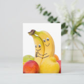 Twee het houden van bananen met ogen en mond briefkaart (Staand voorkant)
