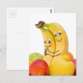 Twee het houden van bananen met ogen en mond briefkaart (Voorkant / Achterkant)