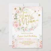 Twee: het Moon Pink Gold Floral 2e verjaardag meis Kaart (Voorkant)