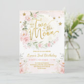 Twee: het Moon Pink Gold Floral 2e verjaardag meis Kaart (Staand voorkant)
