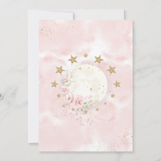 Twee: het Moon Pink Gold Floral 2e verjaardag meis Kaart (Achterkant)