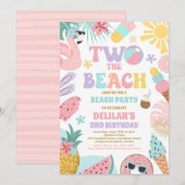 Twee Het Strand Zomer 2e Verjaardag Strand Party Kaart (Voorkant / Achterkant)