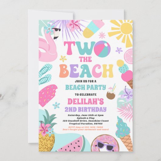 Twee Het Strand Zomer 2e Verjaardag Strand Party Kaart (Voorkant)
