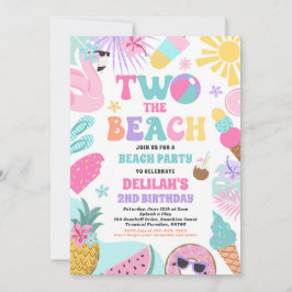 Twee Het Strand Zomer 2e Verjaardag Strand Party Kaart