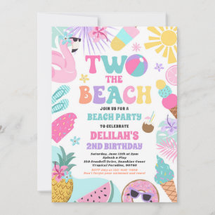 Twee Het Strand Zomer 2e Verjaardag Strand Party Kaart
