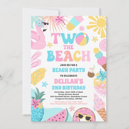 Twee Het Strand Zomer 2e Verjaardag Strand Party Kaart (Voorkant)