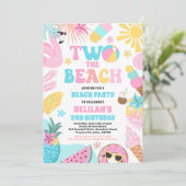 Twee Het Strand Zomer 2e Verjaardag Strand Party Kaart (Staand voorkant)