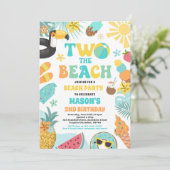 Twee Het Strand Zomer 2e Verjaardag Strand Party Kaart (Staand voorkant)