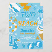 Twee het Strandfeest 2e Verjaardag Jongen zomer Kaart (Voorkant / Achterkant)