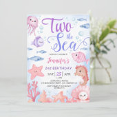 Twee het Zee! 2e Verjaardag Baby Meisje Schattigee Kaart (Staand voorkant)