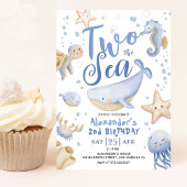 Twee Het Zee 2e Verjaardag Jongen Blauw Schattigee Kaart