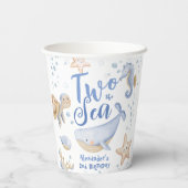 Twee Het Zee 2e Verjaardag Jongen Blauw Schattigee Papieren Bekers (Achterkant)