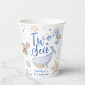 Twee Het Zee 2e Verjaardag Jongen Blauw Schattigee Papieren Bekers (Voorkant)