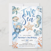 Twee het Zee! 2e Verjaardag Jongen Schattige Blue  Kaart (Voorkant)