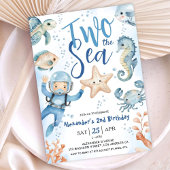 Twee het Zee! 2e Verjaardag Jongen Schattige Blue  Kaart