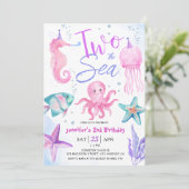 Twee Het Zee 2e Verjaardag Meisje Roze Oceaan Kaart (Staand voorkant)