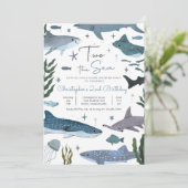 Twee het Zee het Zee Shark 2e Verjaardagsfeest Kaart (Staand voorkant)