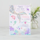 Twee het Zee meisje 2e verjaardag zeemeermin staar Kaart (Staand voorkant)