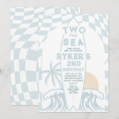 Twee Het Zee Modern Surf Surfboard 2e Verjaardag Kaart (Voorkant / Achterkant)
