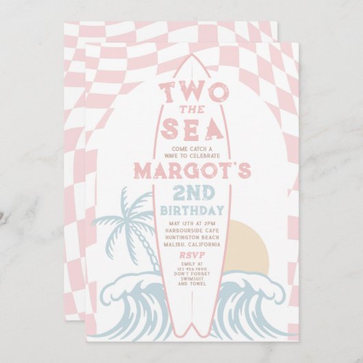 Twee Het Zee Modern Surf Surfboard 2e Verjaardag Kaart (Voorkant / Achterkant)