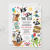 Twee Het Zee Piratenschip 2e Verjaardagsfeestje Kaart (Voorkant)