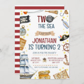 Twee Het Zee Piratenschip 2e Verjaardagsfeestje Kaart (Voorkant / Achterkant)