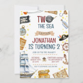 Twee Het Zee Piratenschip 2e Verjaardagsfeestje Kaart (Voorkant)