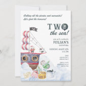 Twee Het Zee Piratenschip Zeemeermin 2e Verjaardag Kaart (Voorkant)