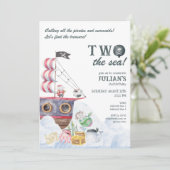 Twee Het Zee Piratenschip Zeemeermin 2e Verjaardag Kaart (Staand voorkant)