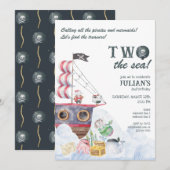 Twee Het Zee Piratenschip Zeemeermin 2e Verjaardag Kaart (Voorkant / Achterkant)