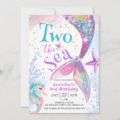 Twee Het Zee Roze Meisje Zeemeermin 2e Verjaardag Kaart (Voorkant)