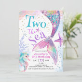 Twee Het Zee Roze Meisje Zeemeermin 2e Verjaardag Kaart (Staand voorkant)