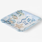 Twee het Zee! Schattige Boy Blue Ocean verjaardags Papieren Bordje (Gebogen)