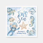 Twee het Zee! Schattige Boy Blue Ocean verjaardags Servet (Voorkant)