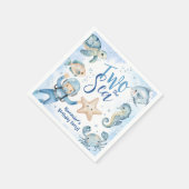 Twee het Zee! Schattige Boy Blue Ocean verjaardags Servet (Hoek)