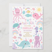 Twee Het Zee Schattige Zee Wezens 2e Verjaardagsfe Kaart (Voorkant)